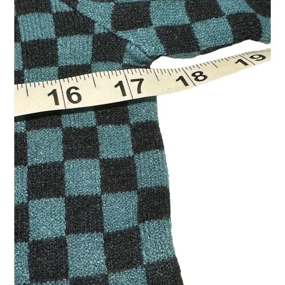 NEW Daydreamer Size XL Teal Check Fitted Knit Pullover Sweater NWT - Picture 5 of 8